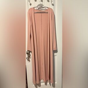 NEW Ribbed Blush Pink Long Sleeve Maxi Cardigan